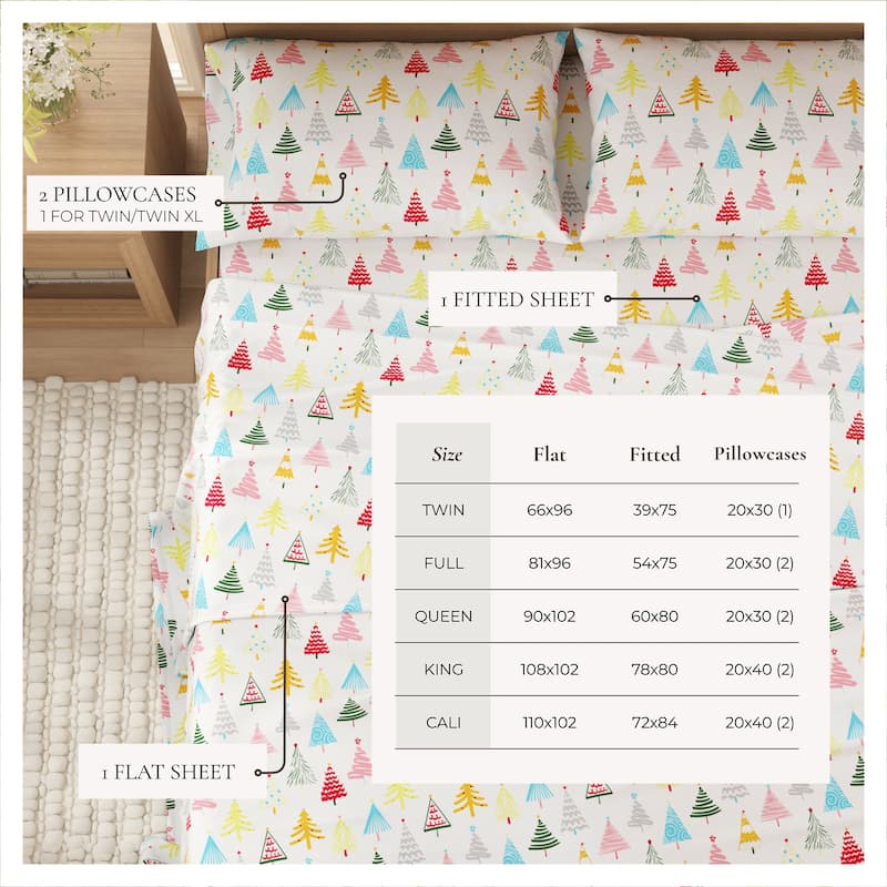 Linery & Co. Christmas Turkish Cotton Double-Brushed Flannel Bed Sheet Set