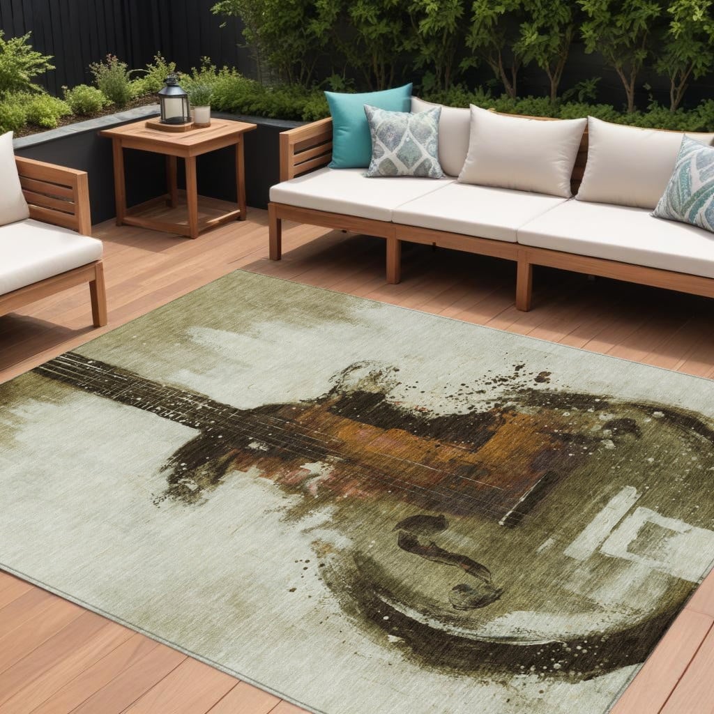 HomeRoots Abstract Transitional Rectangle Outdoor Rug