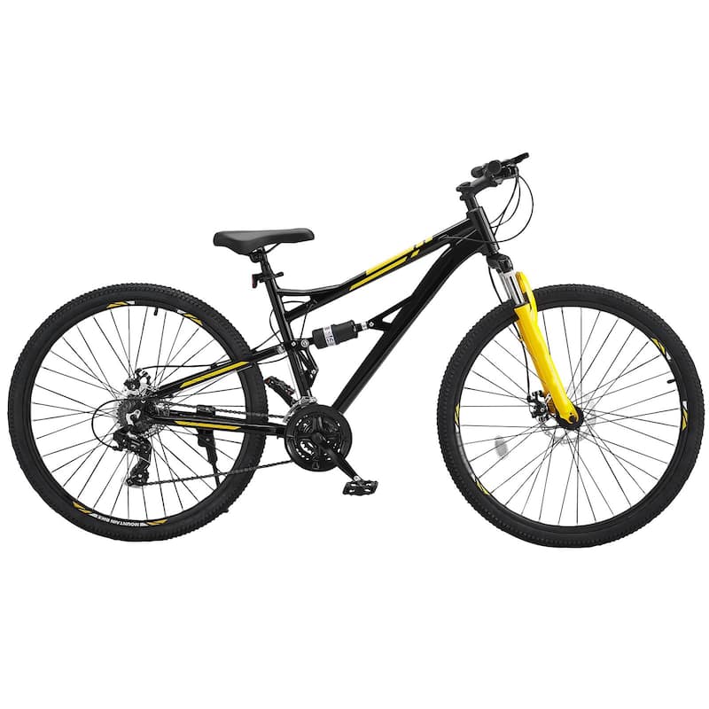 Aluminum Mountain Bike with 24 Speeds and Full Suspension - 74.8” L x 25” W x 40.6” H