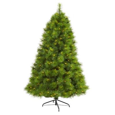 6.5’ Scotch Pine Artificial Christmas Tree, Warm Clear LED Lights - 6.5 Foot