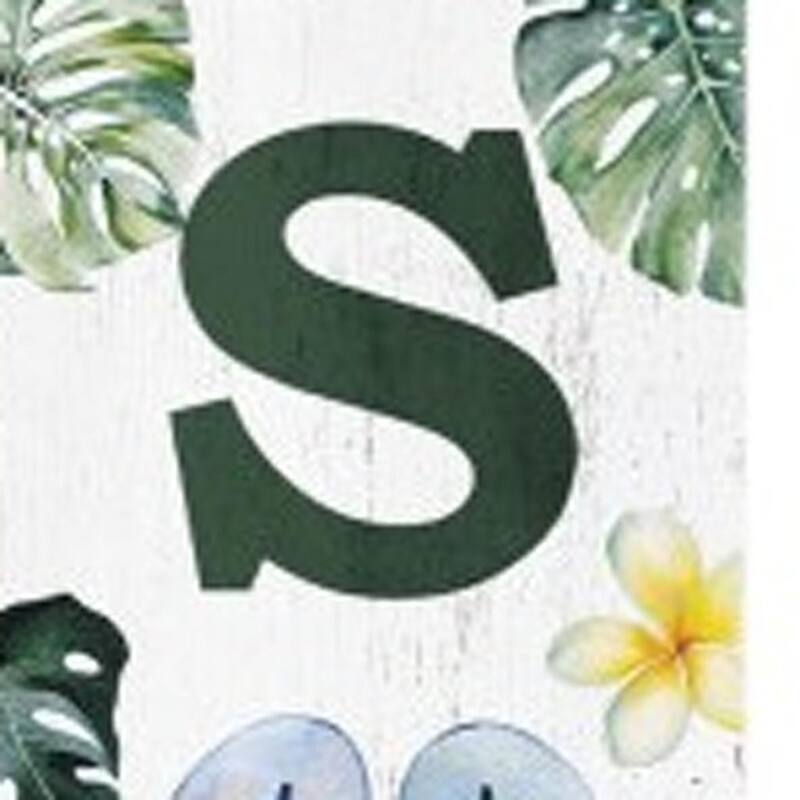 HomeRoots 48" White And Green Solid Wood Summer Porch Sign