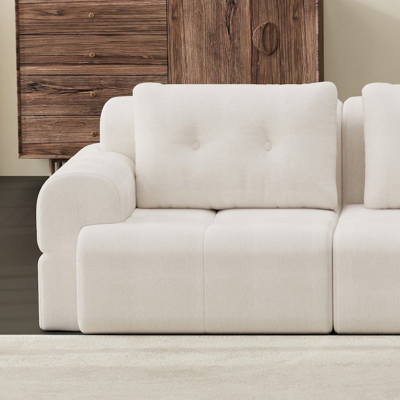 110.23" L-Shaped Chenille Sectional Sofa with Movable Ottoman