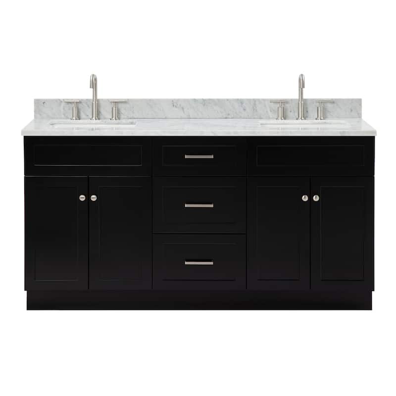 Ariel F067DCW2RVO Hamlet 67" Free Standing Double Basin Vanity Set - Black