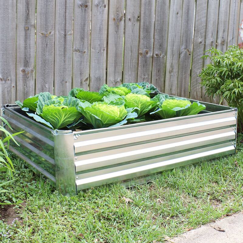 Sunnydaze Galvanized Steel Raised Garden Bed - 4' x 3' - 47.5" x 35.5" x 11.75"