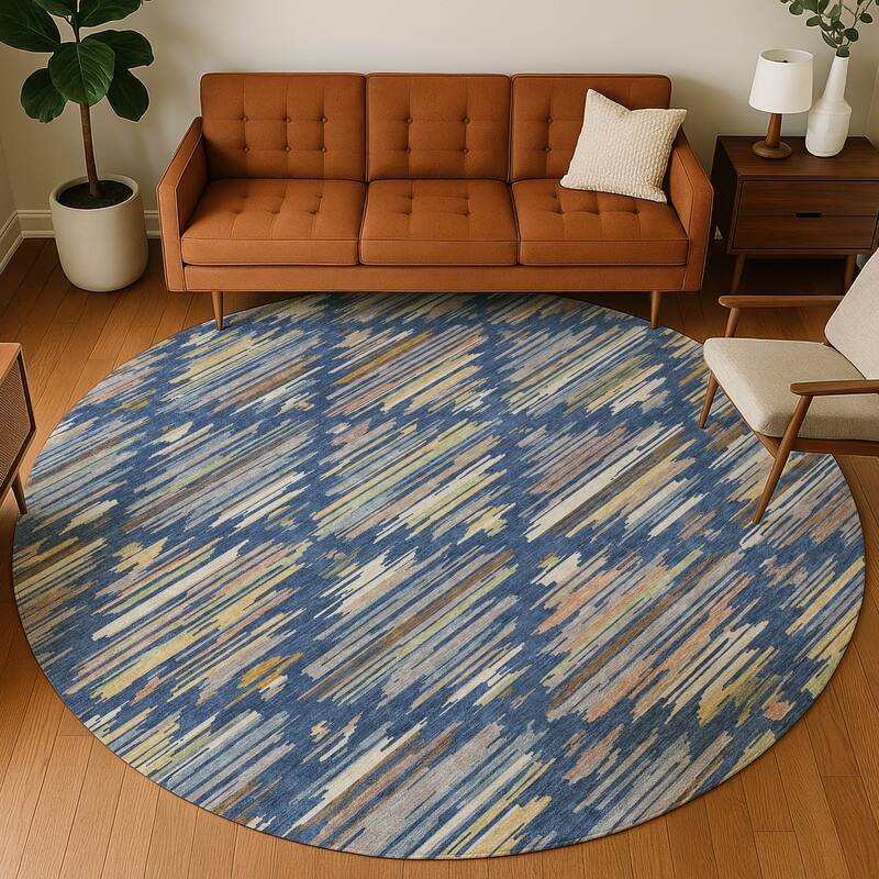 Machine Washable Indoor/ Outdoor Modern Trellis Chantille Rug