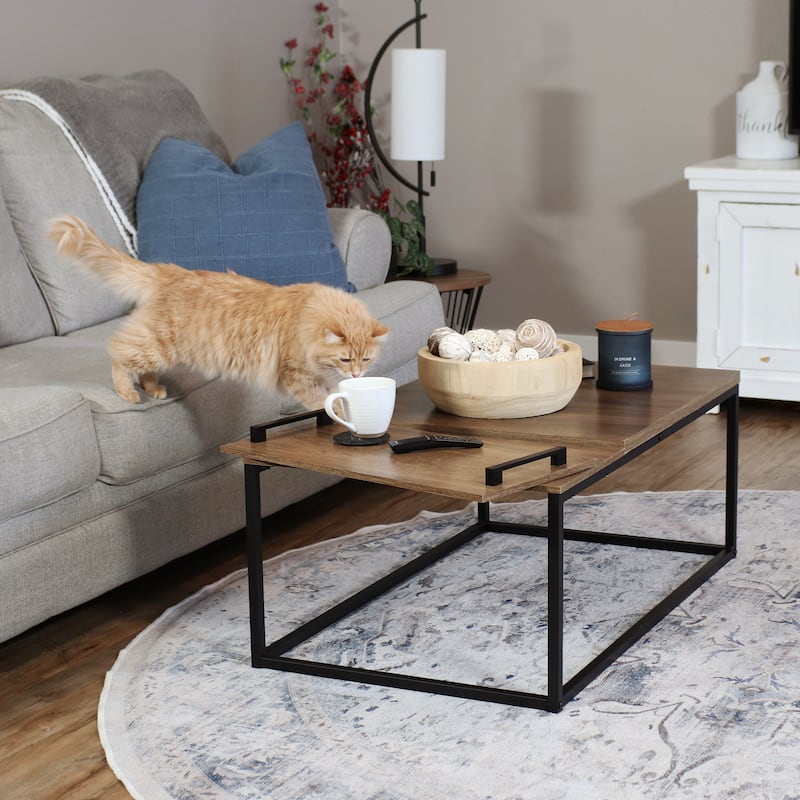 Industrial Coffee Table with Removable Serving Tray - 16 in H