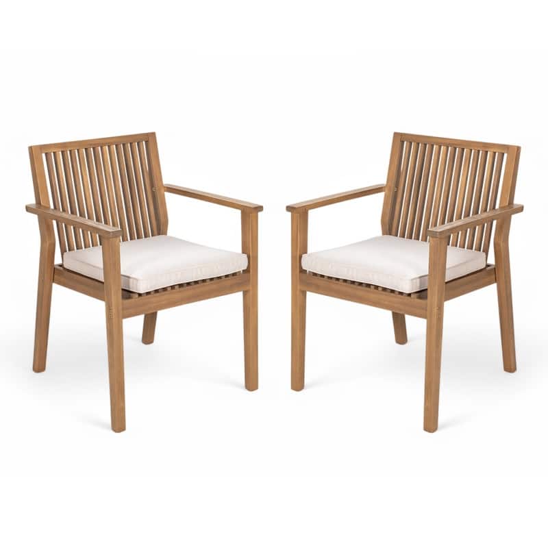 Set of 2 Patio Dining Chairs, Comfortable Waterproof Seating with Removable Cushion