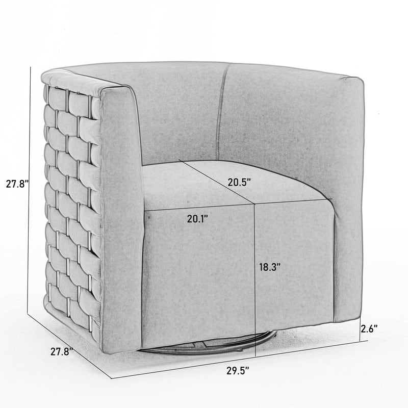 Modern Glam Velvet Upholstered 360 Degree Swivel Barrel Chair