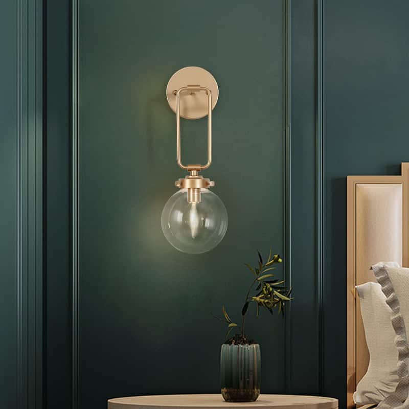 Modern Contemporary 1-light Bathroom Vanity Globe Glass Urban Wall Sconces Dimmable LED - L5" X W7" X H14.5" - Rose Gold
