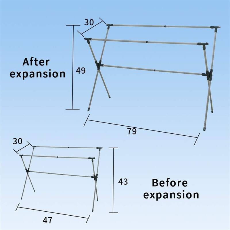 Adjustable Foldable Laundry Rack - Retractable 47-79"