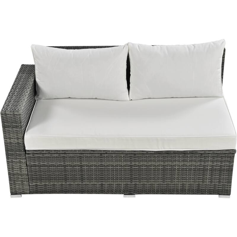 Outdoor 6-Piece Rattan Modular Sectional Sofa Set with Storage & Dining Table