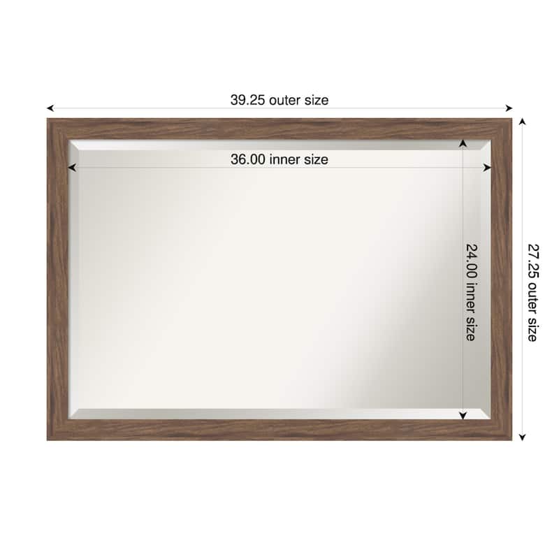 Pia Medium Brown Narrow Beveled Framed Wall Mirror - Pia Medium Brown Narrow - 39 x 27 in