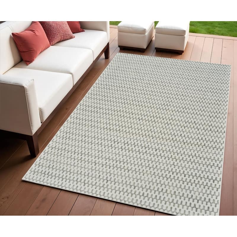 Elto Abstract Shapes Weather Resistant Modern Chic Outdoor Rug