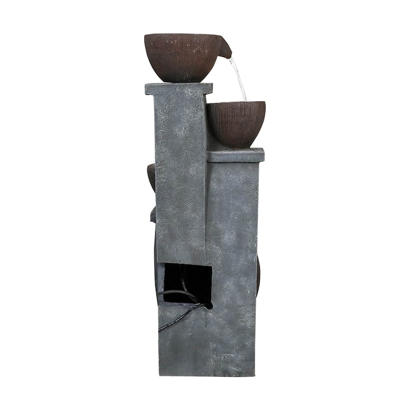 32.8''H 4-Tier Bowl Outdoor Water Fountains with LED Lights