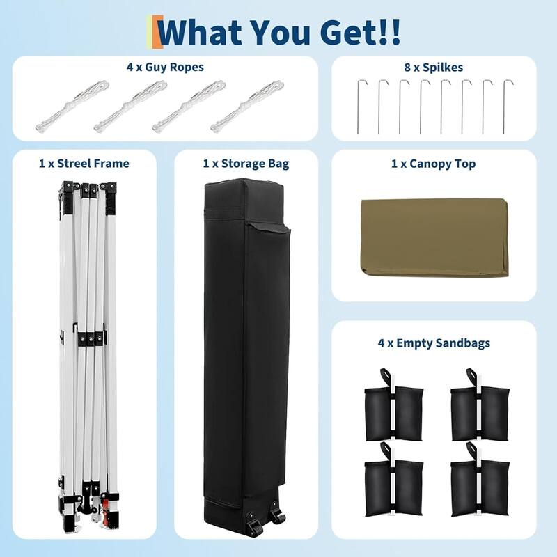 Folding Pop Up Canopy Tent, Height Adjustable