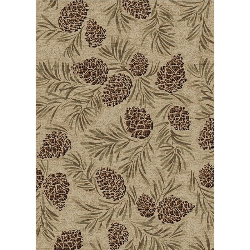 Rustic Pinecone Allover Lodge Area Rug - 5'3"x7'3"