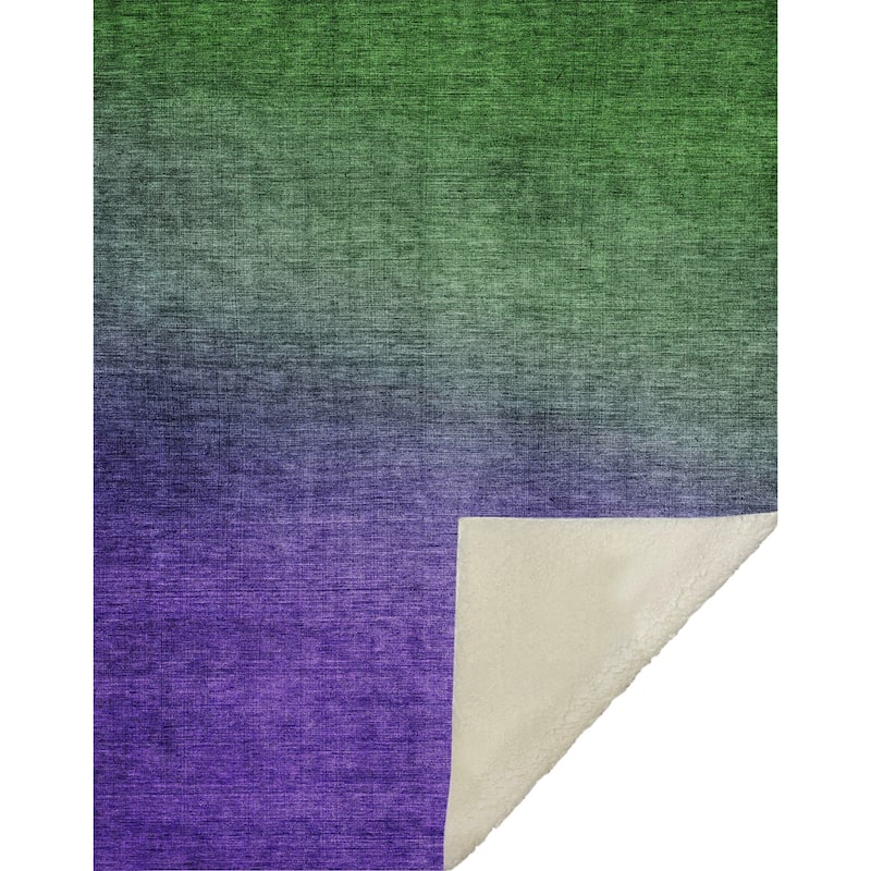 Premium Machine Washable Modern Ombre Sherpa Throw Blanket