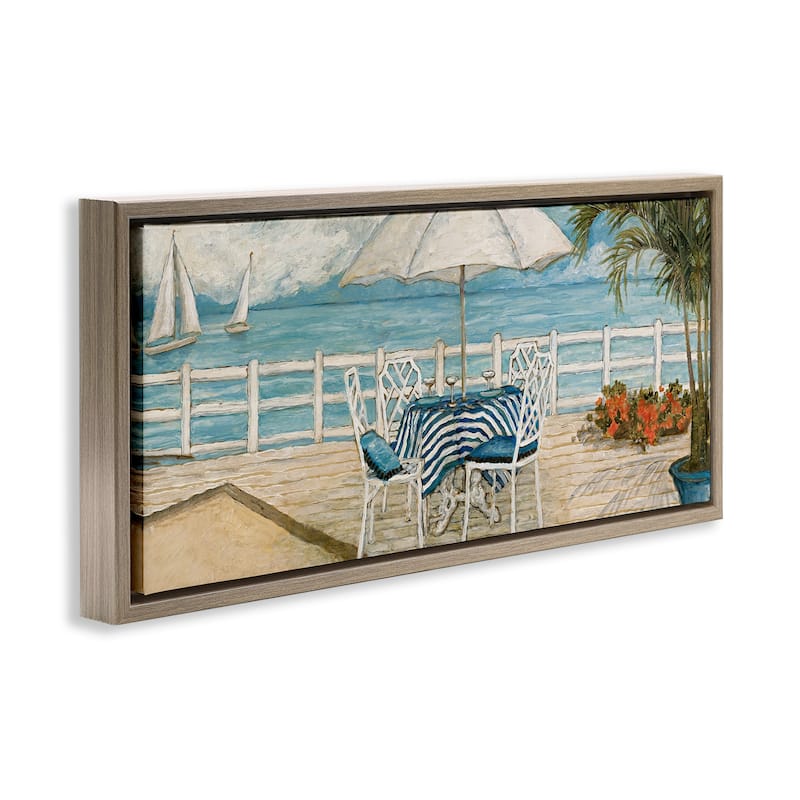 Stupell Coastal Restaurant Overlook Framed Floater Canvas Wall Art Design By Charlene Olson