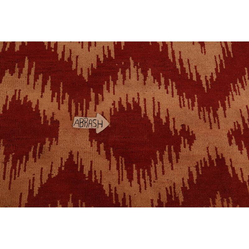 Hand Knotted Oriental 100% Wool Carpet Modern Geometric Oranges & Rust Moroccan Area Rug - 13' 4'' X 10' 0''