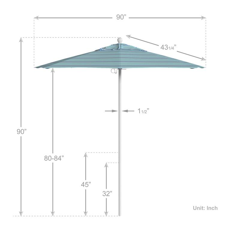 California Umbrella 75' Venture Series Patio Umbrella, White Aluminum Pole Fiberglass Ribs Push Lift Sunbrella