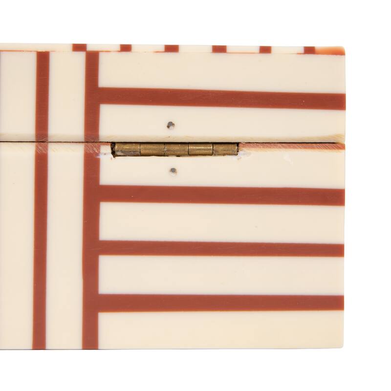 Resin Box with Striped Block Pattern and Gold Clasp