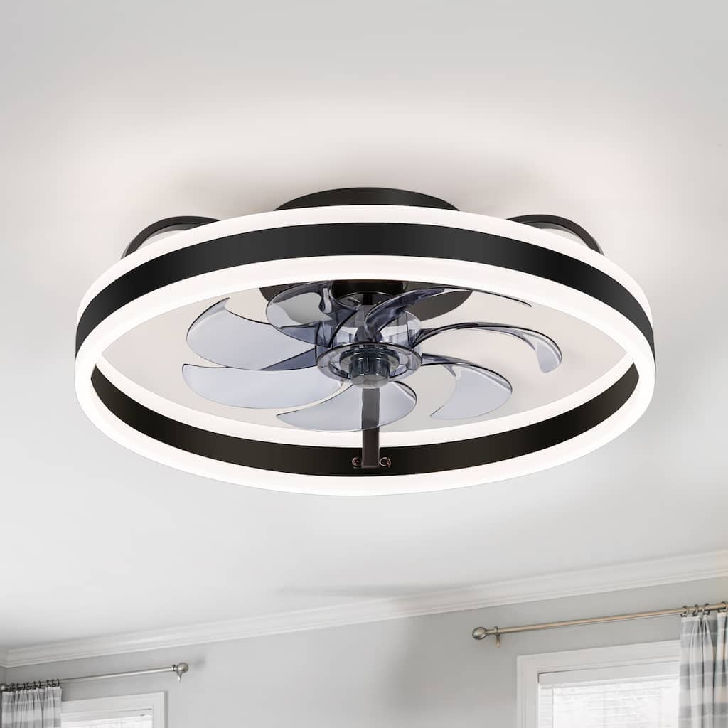 20-in Black Low Profile Ceiling Fan with Remote Control(7-blade)