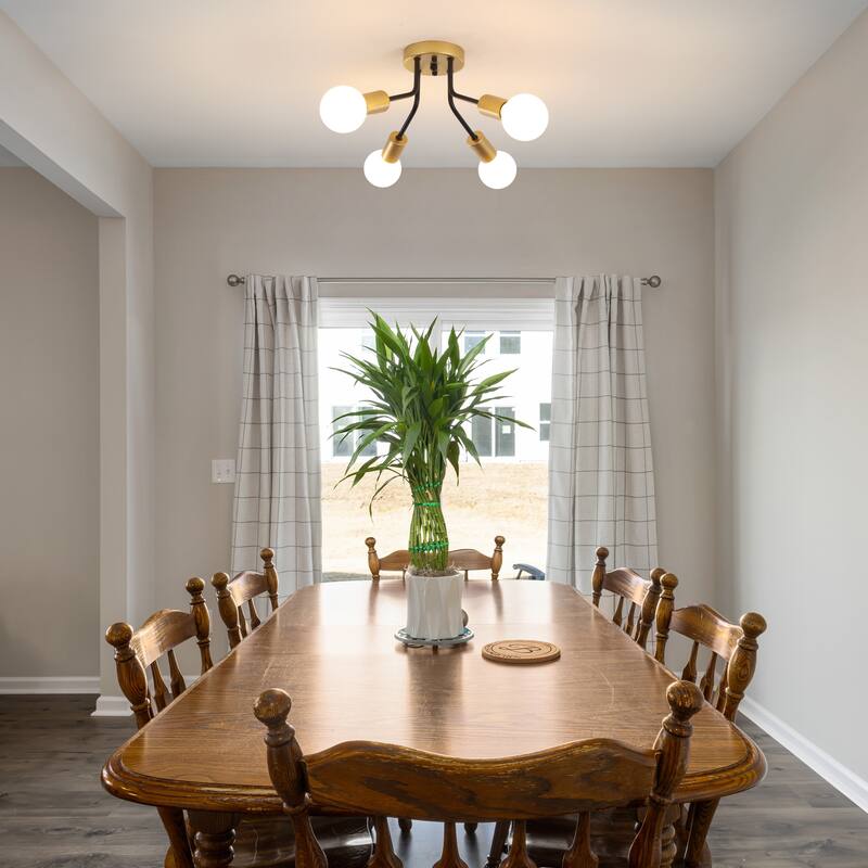 Modern 4-Light Semi Flush Mount Ceiling Light for Dining Room Bedroom Hallway Entryway