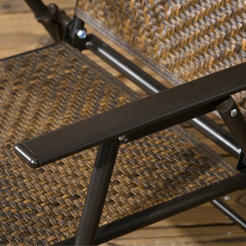 5 Pieces Wicker Patio Dining Set, Foldable Outdoor Table and Chairs, Wicker Furniture Dining Set with Umbrella Hole, Tem