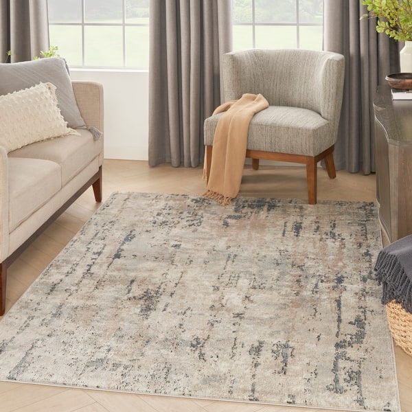 slide 2 of 74, Nourison Concerto Modern Abstract Distressed Area Rug 3'9" x 5'9" - Grey/Beige