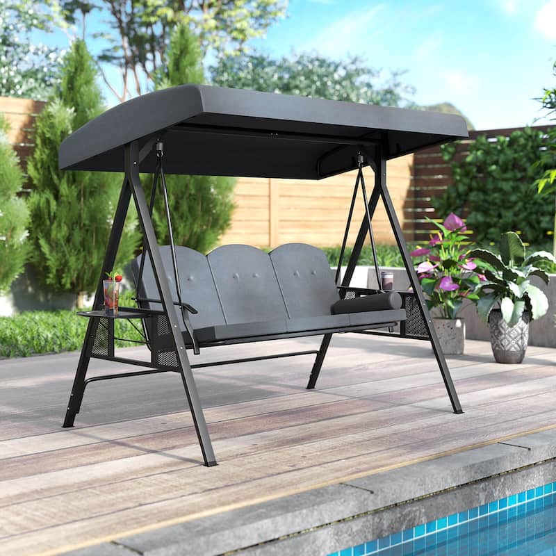 Costway 3-Seat Patio Swing Chair with Adjustable Canopy Thickened - See Details
