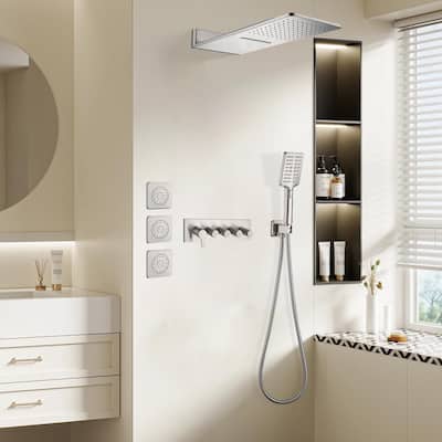 Topcraft wall-mounted rainfall shower system with 3 body jets and hand shower