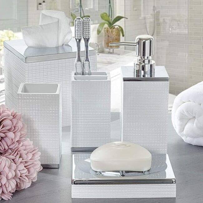 Creative Scents Estella White Rectangular Tissue Box Cover