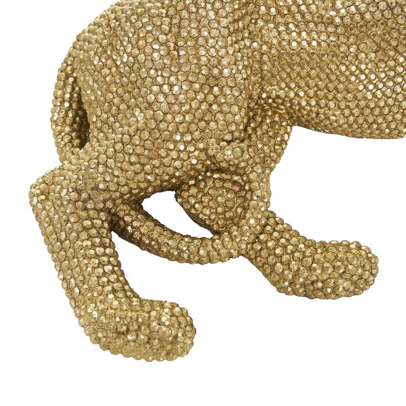Polystone Leopard Decorative Sculpture with Carved Faceted Diamond Exterior - Black, White, Gold or Silver - Roche River Decor