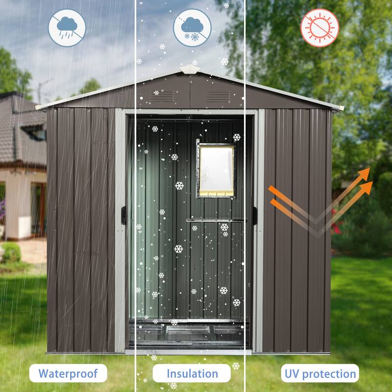 8 ft. x 4 ft. Outdoor Galvanized Metal Storage Shed with Window