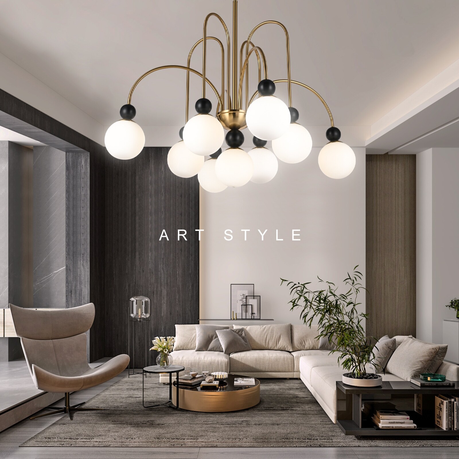Large Modern Chandelier Milky Glass Ball Hanging Pendant Light for Living Room G9 bulbs Included On Sale Bed Bath Beyond 41533500