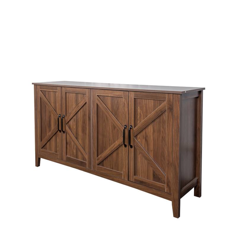 59" Sideboard Buffet Cabinet with Storage, Freestanding Wood Coffee Bar Cabinet with 4 Doors for Kitchen, Hallway