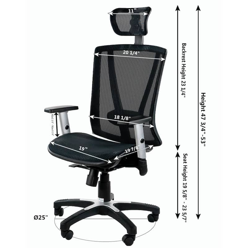 ErgoMax Office Fully Meshed Ergonomic Height Adjustable Brown Office Chair w/Armrests & Headrest, 52 Inch Max Height