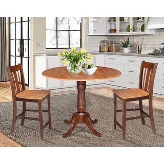 42 in. Round Dual Drop Leaf Counter Height Dining Table with 2 ...