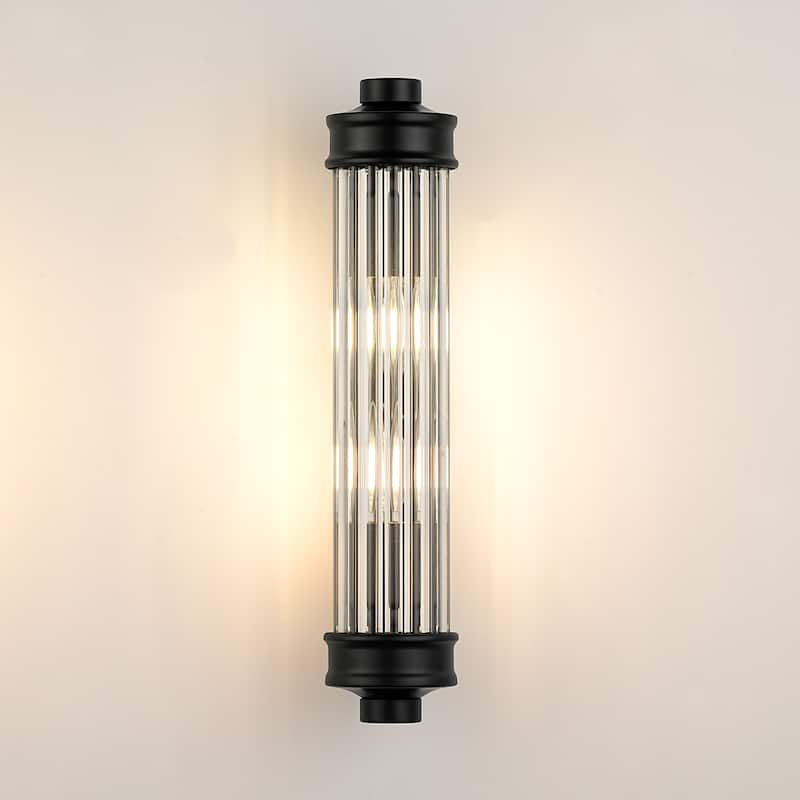 Nordic Postmodern Wall Sconce, European Wall Light in Simple Vintage Glass Crystal - 16.7 inch - Black