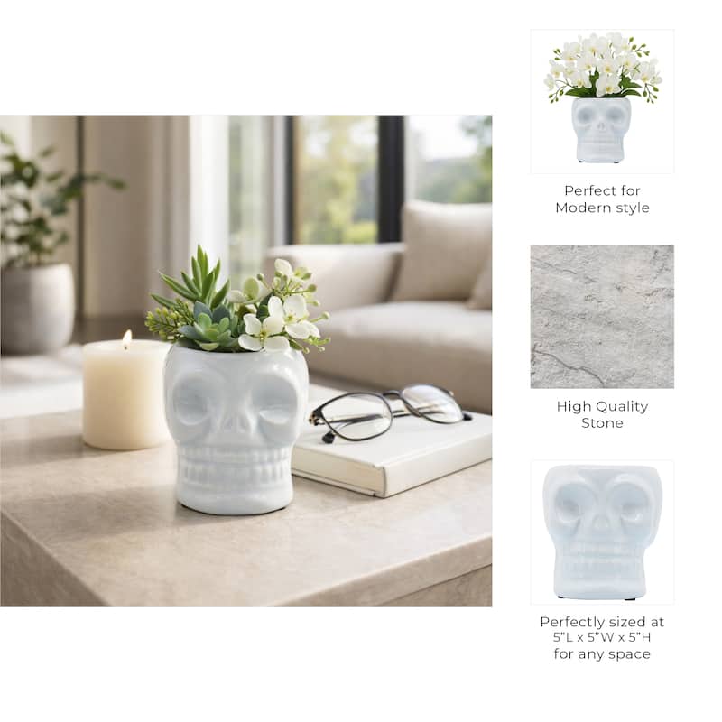 Decorative Ceramic Skull Table Vase