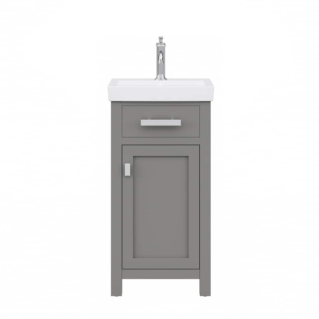 Mia 18 In. Integrated Ceramic Sink Top Bath Vanity in Cashmere Grey