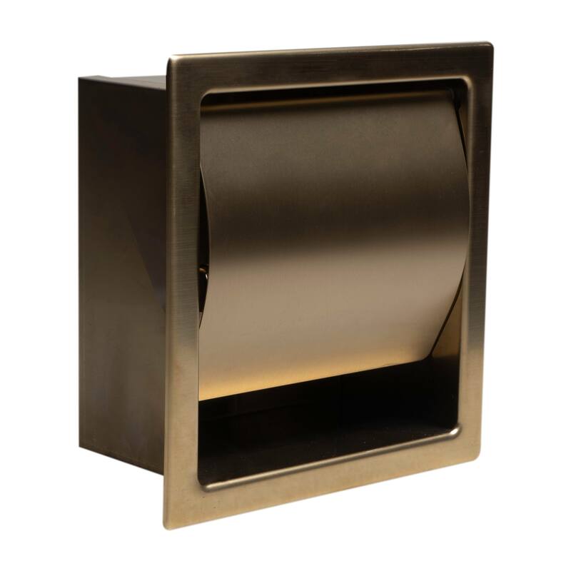 ALFI brand ABTPP77-BG PVD Brushed Gold Stainless Steel Recessed Toilet Paper Holder with Cover