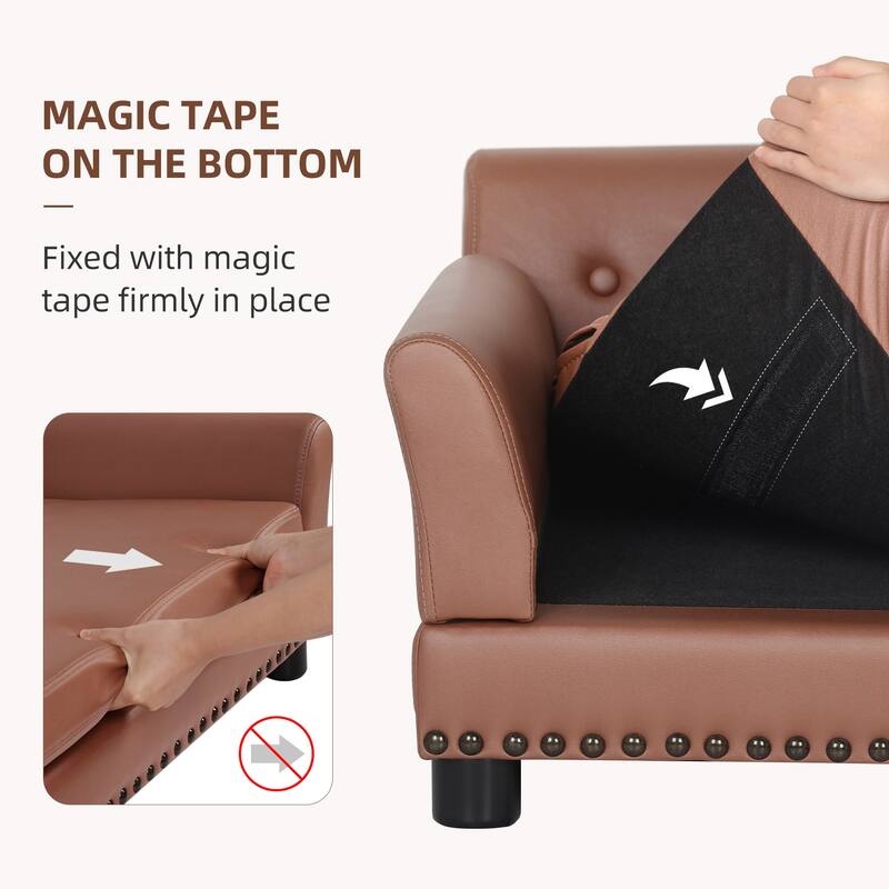 Orthopedic Pet Sofa Bed Waterproof Lounge Raised Bed Microfiber Leather Upholstered
