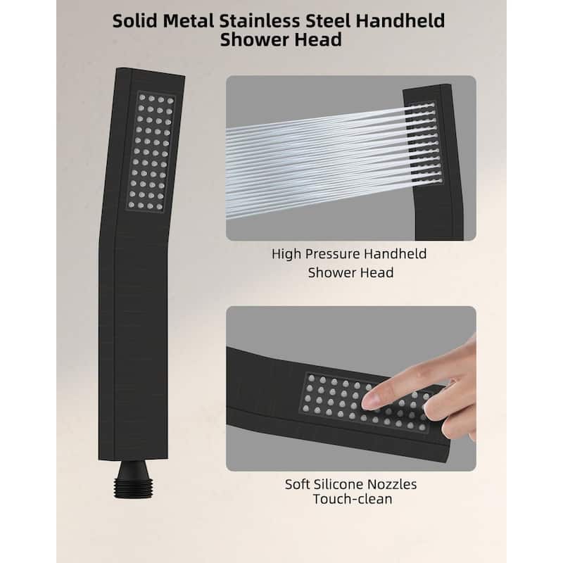 Metal 10'' Round Rainfall Shower Head, High Pressure Handheld Shower