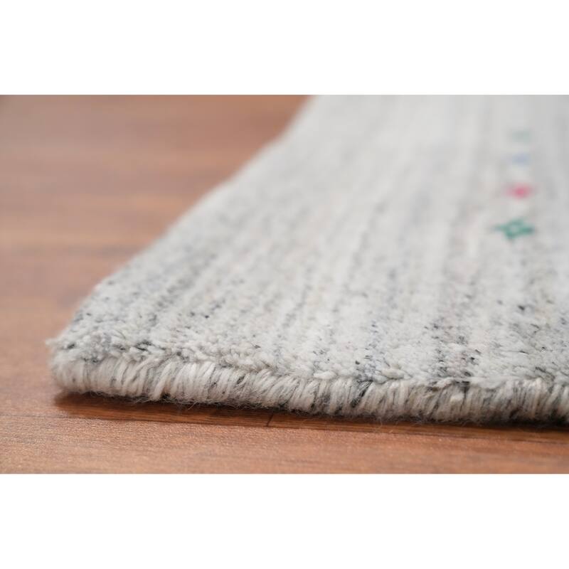 Hand Knotted Oriental Viscose Silk Carpet Tribal Animal Pictorial Greys & Charcoal Gabbeh Area Rug - 11' 7'' X 9' 6''