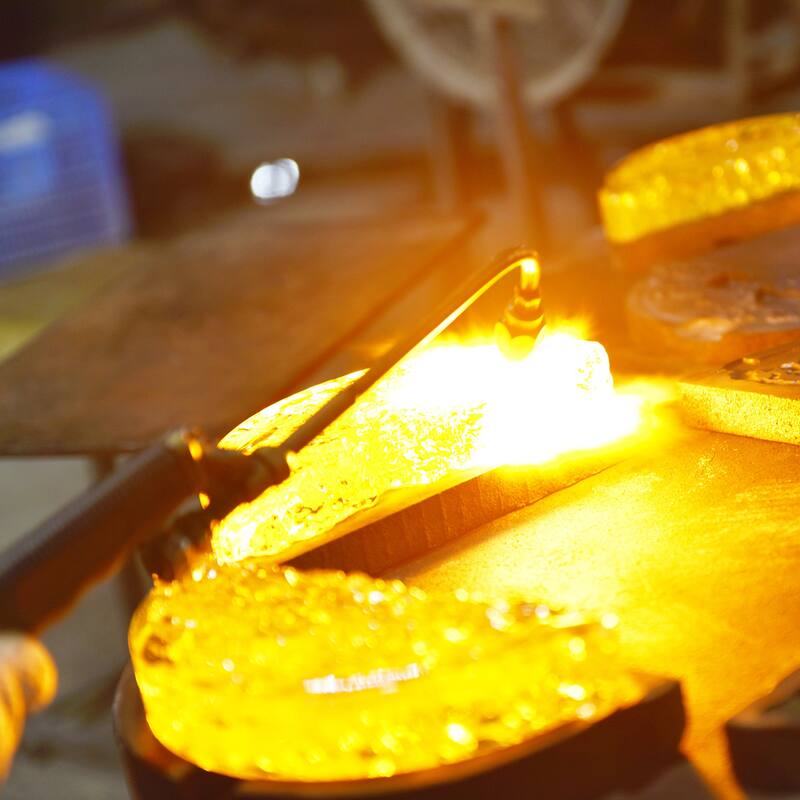 Moon Integrated LED 8in Brass Mini Pendant with Handcrafted Glass