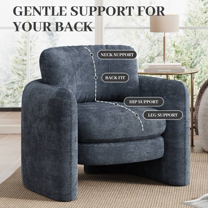 Accent Chairs, Living Room Chairs Upholstered Barrel Armchair for Living Room