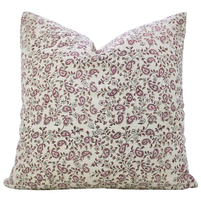 Fabdivine 18x18 Inch Paisley Throw Accent Fall Decorative Pink Pillow Cover for Home or Office Gift Dining Room, Kiara