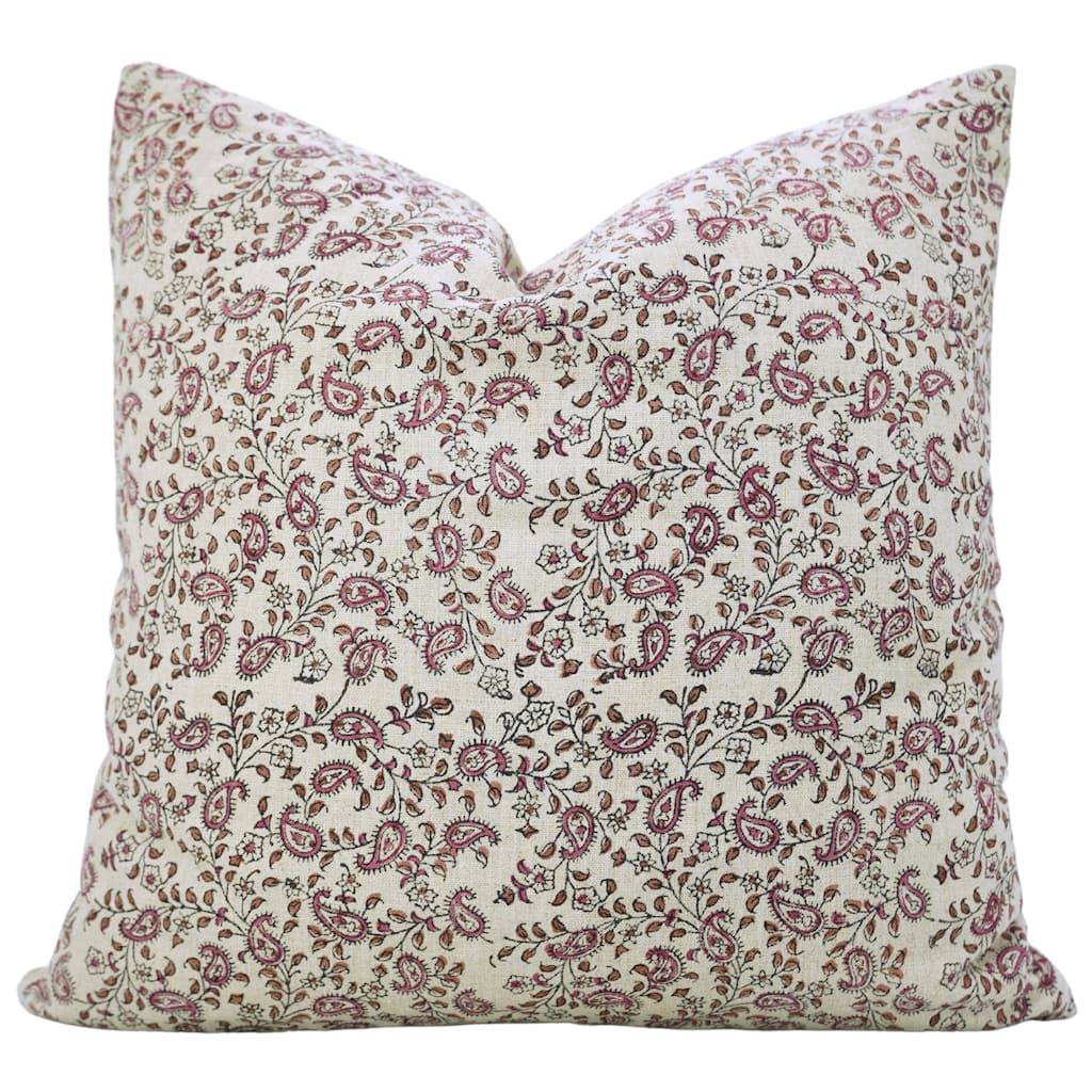 Fabdivine 18x18 Inch Paisley Throw Accent Fall Decorative Pink Pillow Cover for Home or Office Gift Dining Room, Kiara