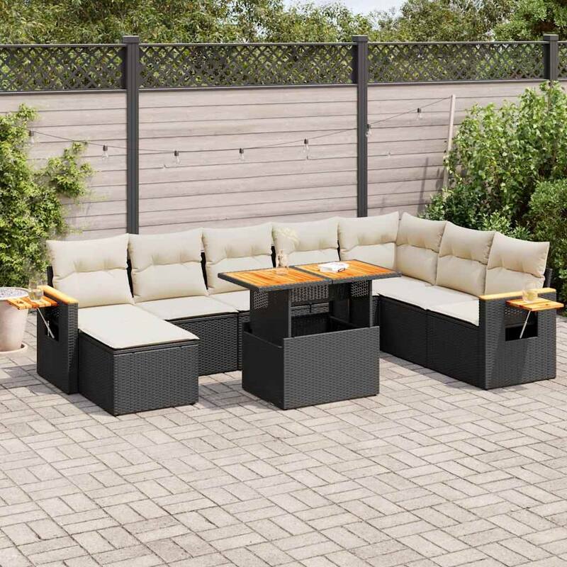 vidaXL Garden Sofa Set Black - 113.4 x 70.5 x 33.5
